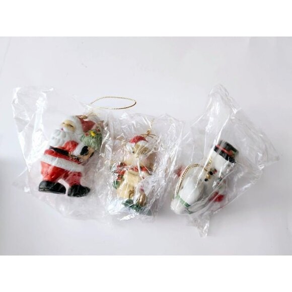 Vintage 1997 Lot of 3 Ornaments Santa Tree Merry Christmouse Frosty Fell Down - Picture 2 of 5